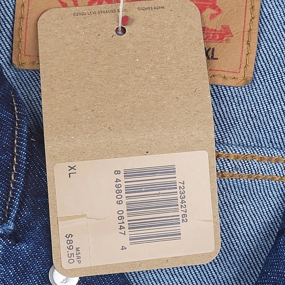 Levi Strauss & Co Mens Standard Denim Jacket Blue XL Cotton Blank Red Tab Irreg - Picture 11 of 12